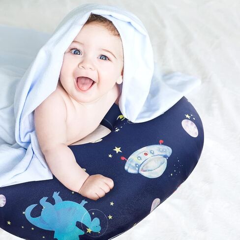 GFU Nursing Pillow Cover, Newborn Breastfeeding Pillow Case for Boys and Girls, Soft Baby Breastfeeding Pillow Slipcover, Fit for Standard Infant Nursing Pillows, Dark Blue Space Dinosaur in Kuwait