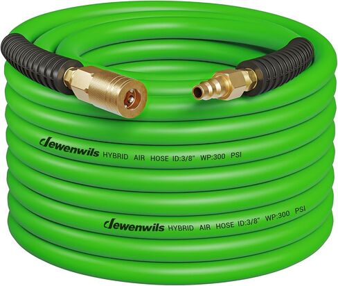 DEWENWILS 3/8 بوصة × 50 قدم خرطوم هواء هجين 300 رطل لكل بوصة مربعة، خرطوم ضاغط هواء عالي التحمل مع تركيبات قارنة توصيل سريعة صناعية 1/4 بوصة، خرطوم هواء مرن ومقاوم للالتواء (أحمر) in Kuwait