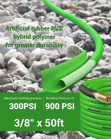 DEWENWILS 3/8 بوصة × 50 قدم خرطوم هواء هجين 300 رطل لكل بوصة مربعة، خرطوم ضاغط هواء عالي التحمل مع تركيبات قارنة توصيل سريعة صناعية 1/4 بوصة، خرطوم هواء مرن ومقاوم للالتواء (أحمر) in Kuwait