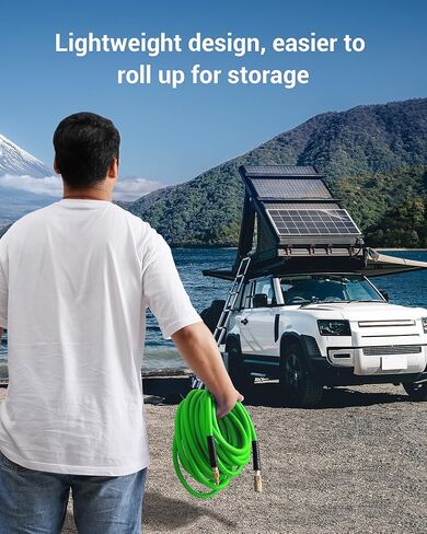 DEWENWILS 3/8 بوصة × 50 قدم خرطوم هواء هجين 300 رطل لكل بوصة مربعة، خرطوم ضاغط هواء عالي التحمل مع تركيبات قارنة توصيل سريعة صناعية 1/4 بوصة، خرطوم هواء مرن ومقاوم للالتواء (أحمر) in Kuwait