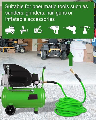 DEWENWILS 3/8 بوصة × 50 قدم خرطوم هواء هجين 300 رطل لكل بوصة مربعة، خرطوم ضاغط هواء عالي التحمل مع تركيبات قارنة توصيل سريعة صناعية 1/4 بوصة، خرطوم هواء مرن ومقاوم للالتواء (أحمر) in Kuwait