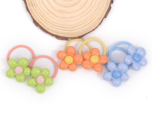 Baby Girl Elastic Hair Ties with Flower,1.2'' Small Ponytail Flower Holder,Boutique Tiny Rubber Band for Toddlers,Hair Ties No Damage Hair Accessories for Girls Toddlers Kids (Multi-colored B) in Kuwait