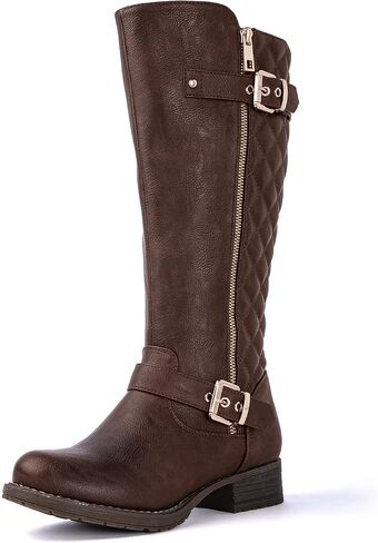 GLOBALWIN Women's Quilted Knee High Boots Low Heel Comfortable Fashion Dressy Riding Boots For Women in Saudi Arabia