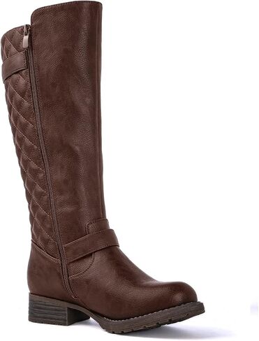 GLOBALWIN Women's Quilted Knee High Boots Low Heel Comfortable Fashion Dressy Riding Boots For Women in Saudi Arabia