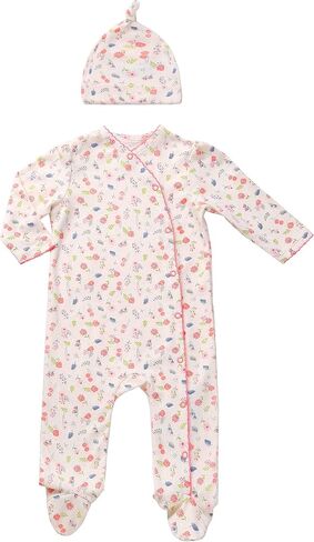 Asher and Olivia Baby Girl's 1-Pack Long-Sleeve Kimono Footed Pajamas: Side Snap Infant Footies with Hat in Saudi Arabia