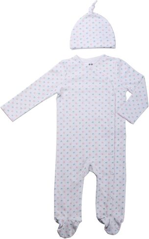 Asher and Olivia Baby Girl's 1-Pack Long-Sleeve Kimono Footed Pajamas: Side Snap Infant Footies with Hat in Saudi Arabia