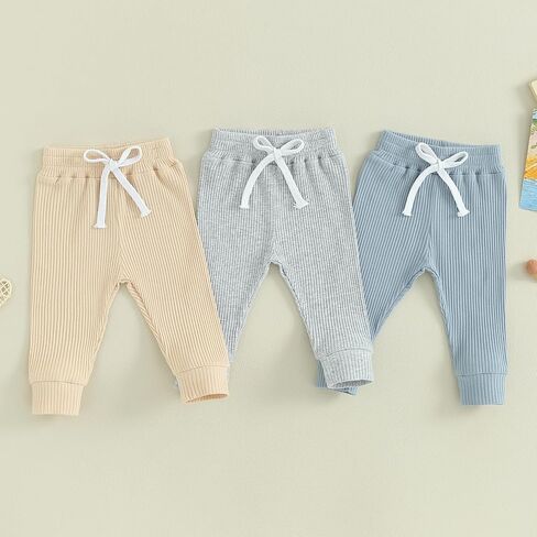 3Packs Unisex Baby Clothes Toddler Baby Boy Girl Joggers Pants Solid Drawstring Sweatpants Fall Winter Outfit in Kuwait