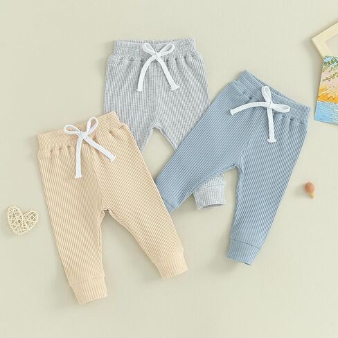 3Packs Unisex Baby Clothes Toddler Baby Boy Girl Joggers Pants Solid Drawstring Sweatpants Fall Winter Outfit in Kuwait