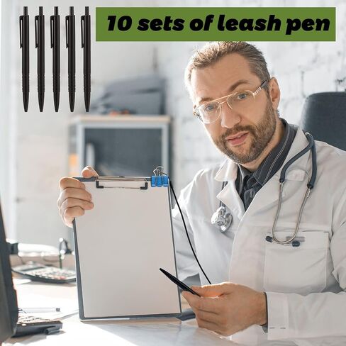5 مجموعات من Lewtemi مقاس 24 بوصة مع حامل حبل من السيليكون وإبزيم حلقة من السيليكون لحافظة اللوازم المكتبية (أسود، نمط المشبك) in Kuwait