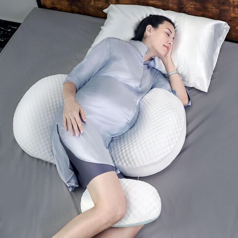Busarilar Pregnancy Pillows for Sleeping, Maternity Pregnancy Body Pillow Support for Back, Legs, Belly, HIPS of Pregnant Women, Detachable and Adjustable with Pillow Cover in Saudi Arabia
