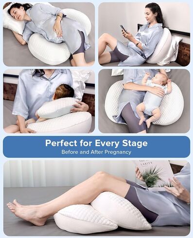 Busarilar Pregnancy Pillows for Sleeping, Maternity Pregnancy Body Pillow Support for Back, Legs, Belly, HIPS of Pregnant Women, Detachable and Adjustable with Pillow Cover in Saudi Arabia
