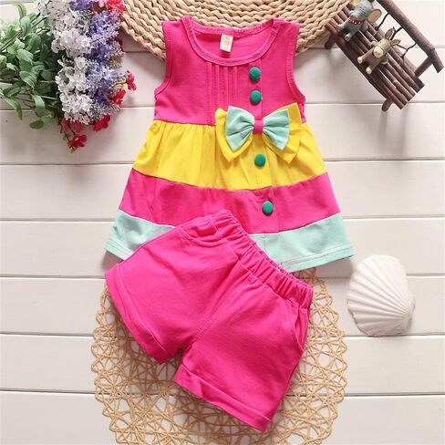 Summer Baby Girls Clothing Sets 2pcs Tracksuit Children Suit Cartoon Outfits Short Sleeve Clothes Sets in Saudi Arabia