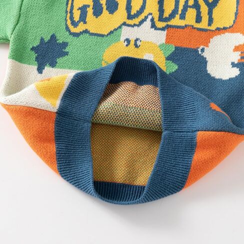Toddler's Cartoon Dinosaur Tiger Pattern Sweater Cardigan,Knit Cotton Top, Baby Boy's Warm Clothes, 6-6 Years in Saudi Arabia