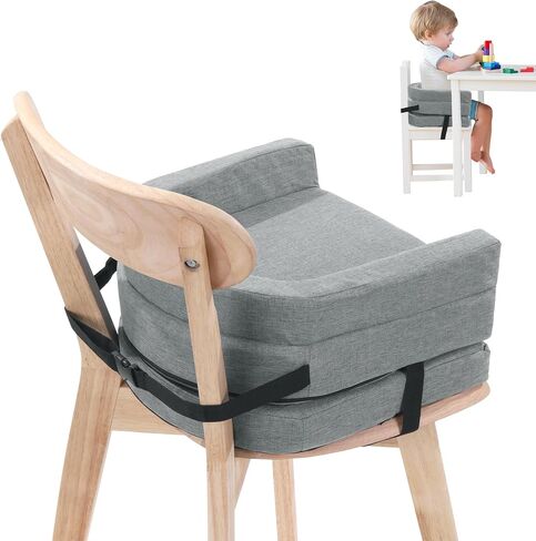 ROYALAY Toddler Booster Seat for Dining Table, Adjustable Height Booster Seat Pad for Kids Chair, 5.3inch Portable Booster Cushion with Straps, Travel Booster Seats for Baby Child Boys Girls(Grey) in Saudi Arabia
