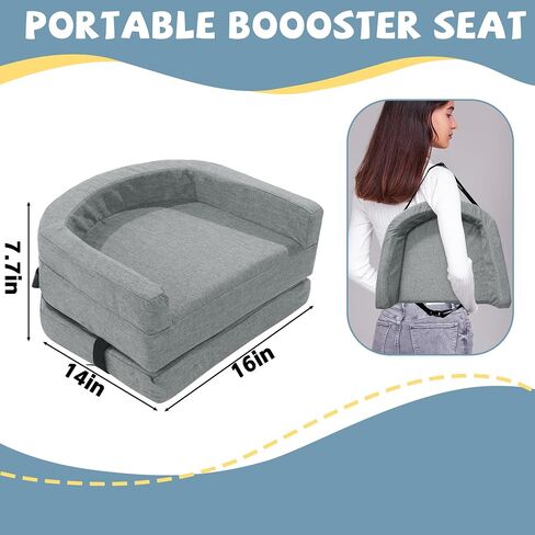 ROYALAY Toddler Booster Seat for Dining Table, Adjustable Height Booster Seat Pad for Kids Chair, 5.3inch Portable Booster Cushion with Straps, Travel Booster Seats for Baby Child Boys Girls(Grey) in Saudi Arabia