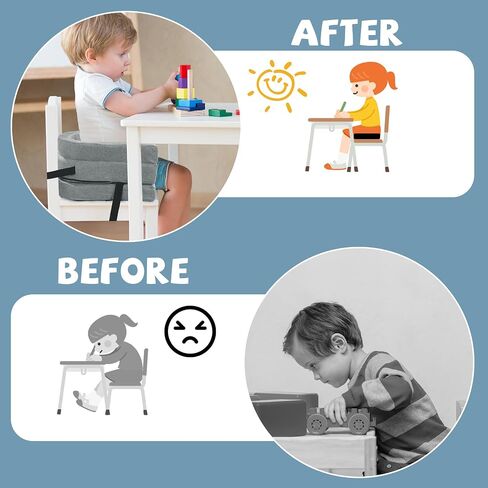 ROYALAY Toddler Booster Seat for Dining Table, Adjustable Height Booster Seat Pad for Kids Chair, 5.3inch Portable Booster Cushion with Straps, Travel Booster Seats for Baby Child Boys Girls(Grey) in Saudi Arabia