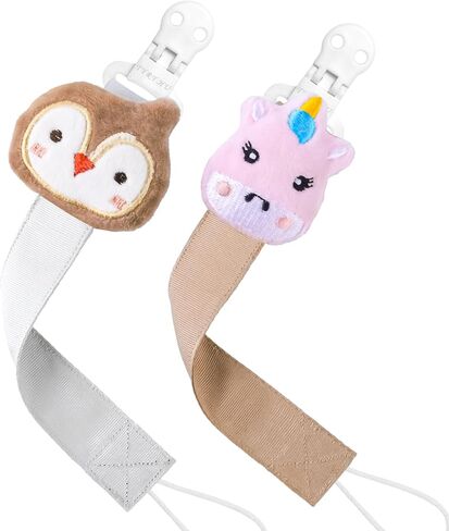 TYRY.HU Pacifier Clip for Baby, 2 Pack Neutral Pacifier Holder Clip for Girls Boys, Soft Webbing Soothie Christmas Binky Clips Fit All Pacifiers, Cute Baby Shower Gift，Tree & Candy in Saudi Arabia