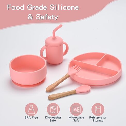 Silicone Baby Feeding Set,13PCS Baby Feeding Essentials with Suction Bowl and Plate,Spoons & Forks,Bib & Cup,Baby Toothbrush,Baby Led Weaning Supplies for 6+ Months,Baby Eating Essentials (Blue) in Saudi Arabia