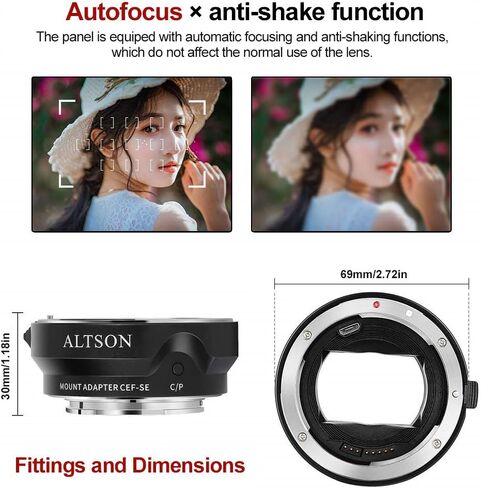 Lens Mount Adapter EF-EOS R Auto-Focus Lens Converter Control Ring for EF/EF-S Lens to Canon EOS R RP R3 R5 R50 R6 R7 R8 R10 Cameras in Kuwait
