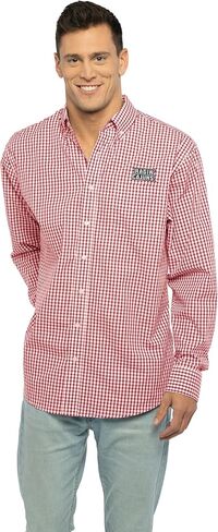 Vantage Apparel Men's Collegiate Easy-Care Long Sleeve Gingham Check Button Down Shirt, Arizona State Sun Devils, Maroon, Medium in Saudi Arabia