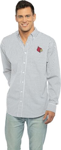 Vantage Apparel Men's Collegiate Easy-Care Long Sleeve Gingham Check Button Down Shirt, Arizona State Sun Devils, Maroon, Medium in Saudi Arabia