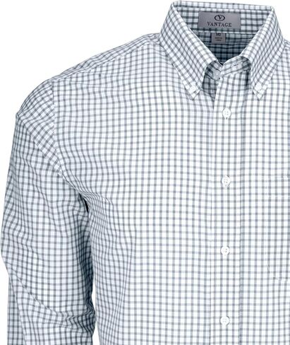Vantage Apparel Men's Collegiate Easy-Care Long Sleeve Gingham Check Button Down Shirt, Arizona State Sun Devils, Maroon, Medium in Saudi Arabia