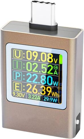 diymore USB C Power Meter,Digital Multimeter,USB C Tester Power Meter,Type C Voltage and Current Tester Meter,Working Time Ammeter Voltmeter USB Cable Charger Detector Color LED Display in Saudi Arabia