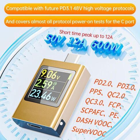 diymore USB C Power Meter,Digital Multimeter,USB C Tester Power Meter,Type C Voltage and Current Tester Meter,Working Time Ammeter Voltmeter USB Cable Charger Detector Color LED Display in Saudi Arabia