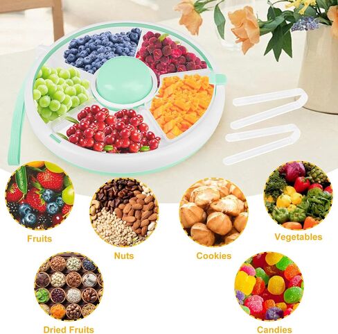 Kids Snack Spinner with Hand Strap and 2 Clips,Reusable Snack Container,360°Rotating Snack Box Snack Spinner Bundle with 5 Compartment Dispenser and Lid for Home,Travel,Leakproof Spill-Proof in Saudi Arabia