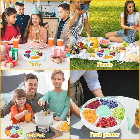 Kids Snack Spinner with Hand Strap and 2 Clips,Reusable Snack Container,360°Rotating Snack Box Snack Spinner Bundle with 5 Compartment Dispenser and Lid for Home,Travel,Leakproof Spill-Proof in Saudi Arabia