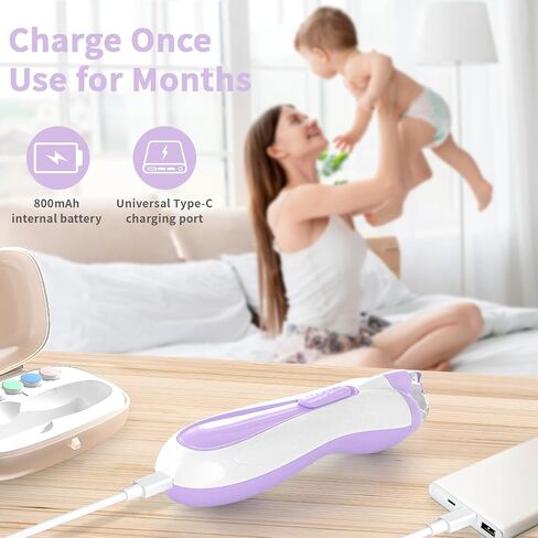 Baby Nail File Electric Baby Nail Care Set with LED Light, Baby Nail Clipper Electric for Newborn/Infants/Adults Toenails and Fingernails, 7 Grinding Head Replacement Pads, Green in Saudi Arabia