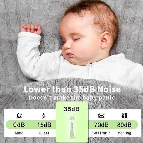 مجموعة مبرد أظافر الأطفال الكهربائية للعناية بأظافر الأطفال مع ضوء LED، مقص أظافر الأطفال الكهربائي لحديثي الولادة/الرضع/البالغين لأظافر القدمين والأظافر، 7 وسادات بديلة لرأس الطحن، أخضر in Kuwait