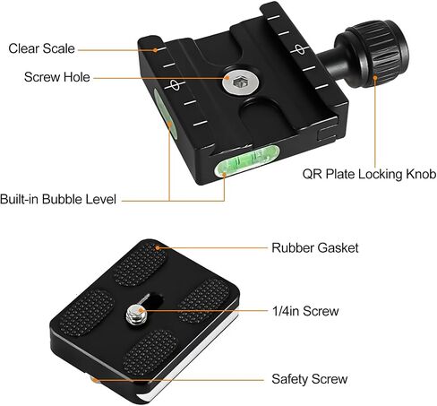 50mm Universal Screw Knob Quick Release Clamp with 50mm Quick Release Plate Set Compatible with Arca-Swiss for DSLR Camera Tripod Ball Head Monopod Stabilizer, Black in Saudi Arabia