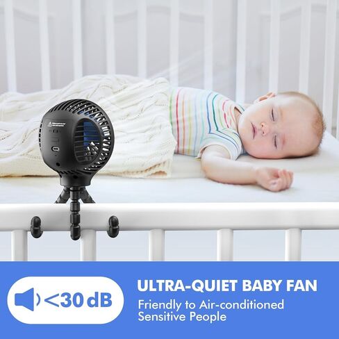 WiHoo Mini Handheld Stroller Fan,Personal Portable Car Seat Baby Fan with Flexible Tripod Fix on Stroller,USB or Battery Operated Desk Fan Adjustable 3 Speeds for Travel Treadmill Golf Cart in Saudi Arabia