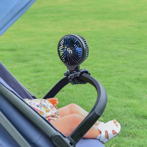 WiHoo Mini Handheld Stroller Fan,Personal Portable Car Seat Baby Fan with Flexible Tripod Fix on Stroller,USB or Battery Operated Desk Fan Adjustable 3 Speeds for Travel Treadmill Golf Cart in Saudi Arabia