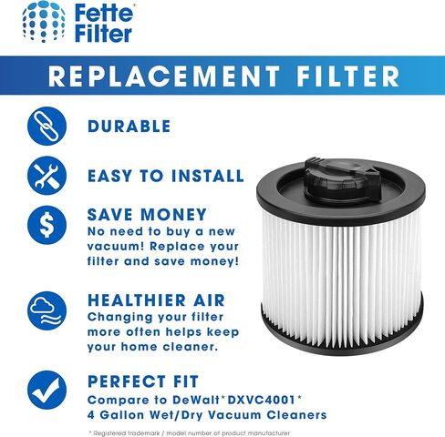 Fette Filter - 2 Pack DXVC4001 HEPA Filter Compatible with DEWALT DXV04T DXV05P DXV05S DXV08S DXV06G Wet Dry Shop Vacuums. Compare to Part# DXVC4001. in Saudi Arabia