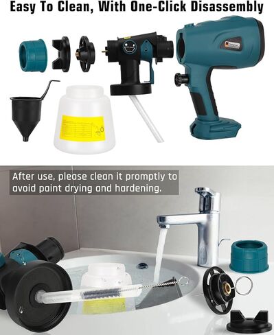 Taingwei بخاخ طلاء لاسلكي لبطارية Ryobi 18 فولت، مسدس رش طلاء HVLP بقوة 200 وات مع محرك بدون فرش للخزانات وجدران السيارات والأثاث وطلاء المنزل (الأداة فقط) in Kuwait