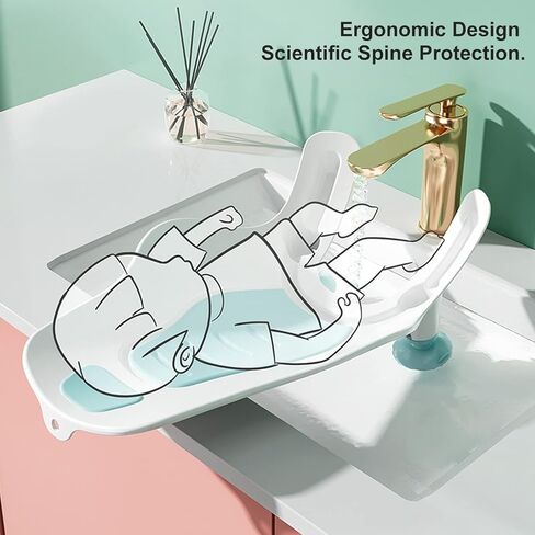 Clean Rinse Baby Bather, Folding Portable Washing Infant Lying Bather for Boy Girl, Multifunction Quick Dry Bath Support for Use on The Counter Sink Bathtub Summer (Mint Green) in Saudi Arabia