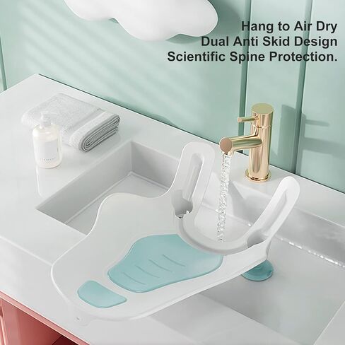 Clean Rinse Baby Bather, Folding Portable Washing Infant Lying Bather for Boy Girl, Multifunction Quick Dry Bath Support for Use on The Counter Sink Bathtub Summer (Mint Green) in Saudi Arabia