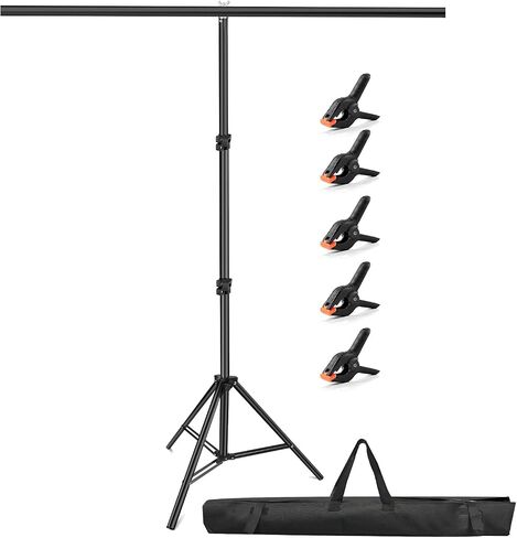 HEMMOTOP Portable T Shape Backdrop Stand 7x5 ft, Adjustable Green Screen Stand only, Photo Background Support Stand with 5 Clip Clamps and Carry Bag for Video Studio Parties Photoshoot in Kuwait