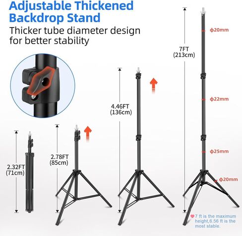 HEMMOTOP Portable T Shape Backdrop Stand 7x5 ft, Adjustable Green Screen Stand only, Photo Background Support Stand with 5 Clip Clamps and Carry Bag for Video Studio Parties Photoshoot in Kuwait