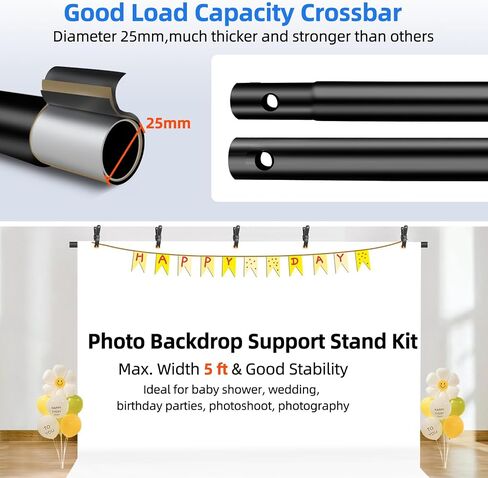 HEMMOTOP Portable T Shape Backdrop Stand 7x5 ft, Adjustable Green Screen Stand only, Photo Background Support Stand with 5 Clip Clamps and Carry Bag for Video Studio Parties Photoshoot in Kuwait