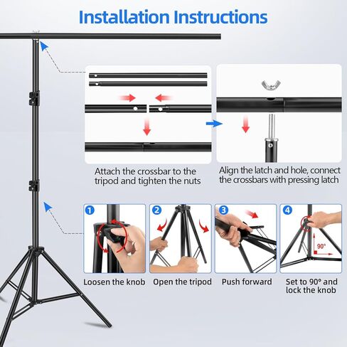 HEMMOTOP Portable T Shape Backdrop Stand 7x5 ft, Adjustable Green Screen Stand only, Photo Background Support Stand with 5 Clip Clamps and Carry Bag for Video Studio Parties Photoshoot in Kuwait