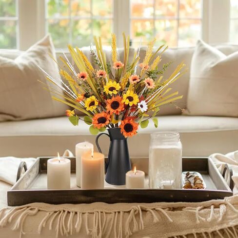 GTIDEA 6pcs Artificial Pine Branches Christmas Greenery Stems with Poinsettias Artificial Christmas Flowers and Berries Fake Green Plants for Xmas Tree Home Porch Table Centerpieces Vase Decor (13.4") in Saudi Arabia