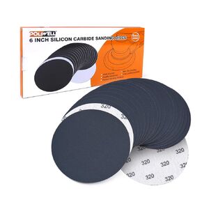 6 Inch (150mm) 600 Grit High Performance Waterproof Hook & Loop Sanding Discs Heavy Duty Silicon Carbide Round Flocking Sandpaper for Wet/Dry Sanding Grinder Polishing Accessories, 20-Pack
