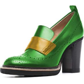 YDN Women Chunky High Heels Round Toe Oxford Loafer Size Color Material Customize Available Shoe Size 4-15 US