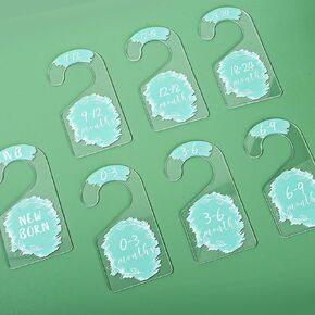 Whaline 7Pcs Baby Closet Size Dividers Clear Acrylic Infant Clothes Hanger Separators Newborn to 24 Month Clothes Dividers Thicken Wardrobe Hanger Organizers for Home Nursery Baby Clothes, 3.5 x 7Inch