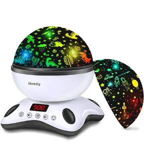 Moredig Kids Night Light Projector, Remote Baby Night Lights for Kids Room with 12 Music Nursery Night Light Projector for Kids Timer 2 Projections 18 Light Modes, Gifts for Baby Kids - Black