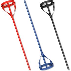 Therwen 3 Pieces Paint Stirrer for Drill 1 to 5 Gallon Buckets Fits Standard Drills Easy to Clean Paint Mixer Cement Mixing Paddle for Mortar Mud Grout(Red,Blue,Black)