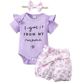 Newborn Baby Girl Clothes Summer Outfits Infant Ruffle Romper Bodysuit Short Set Cute Baby Clothes for Girl